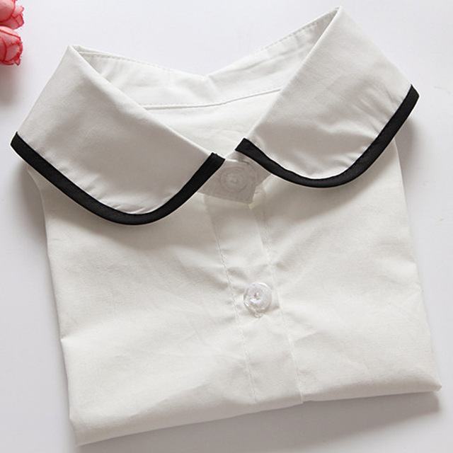 New women shirt cotton white dress fashion collar chiffon decorative