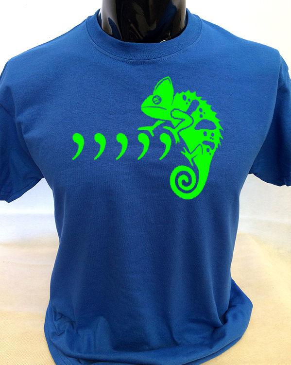 Comma Chameleon T Shirt Mens S 3XL Funny Joke Gift Present Mens 80s