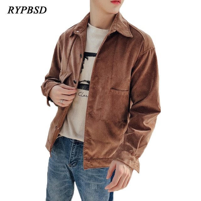 2018 Autumn Winter Corduroy Jacket Men Youth Loose Fashion Korean