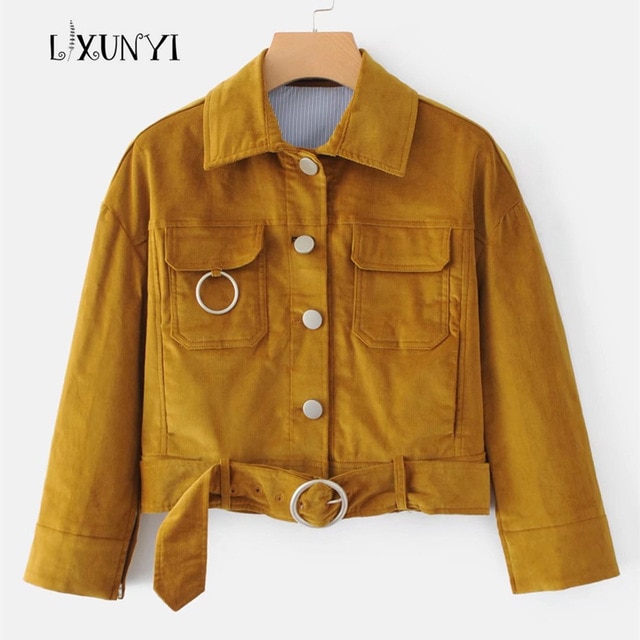 Autumn New European Street Short Corduroy Jacket Women Coats With