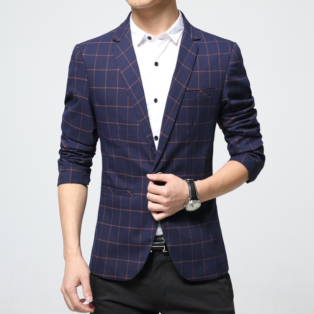 Mens Korean slim fit fashion cotton blazer Suit Jacket orange blue