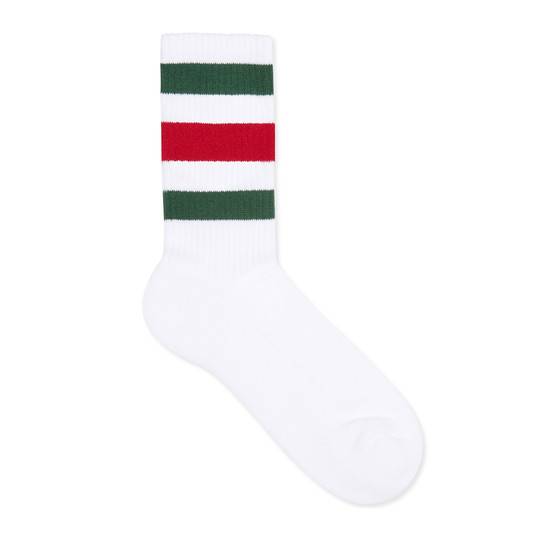 Stretch cotton socks with Web in White stretch cotton with green and