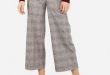 High Waisted Plaid Cuffed Cropped Pant | Express