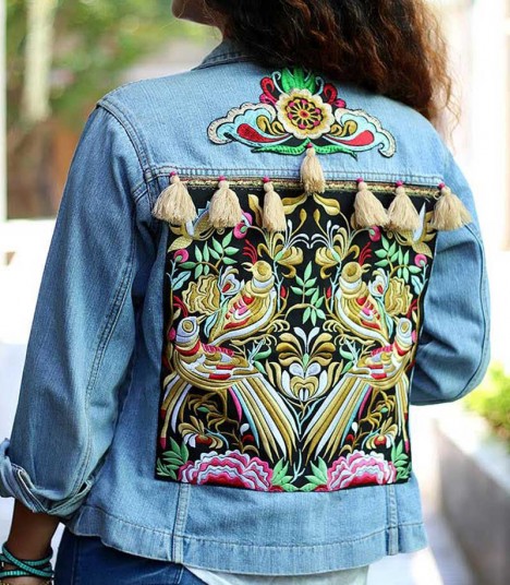 BIRDY Embroidered Denim Jacket gyspy style locally handcrafted