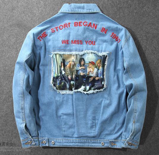 Spring And Autumn Embroidered Letter Denim Jacket Jacket Teen Retro