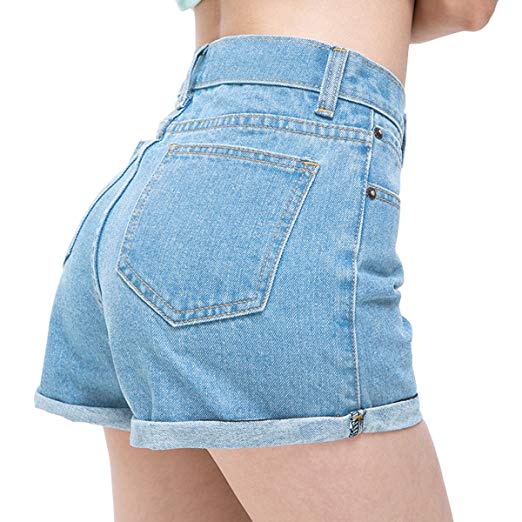 Womtop Summer Women Shorts Vintage Retro Junior Jean Shorts High