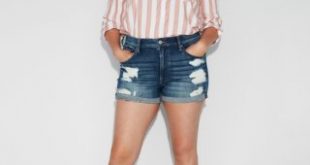 High Waisted Relaxed Distressed Stretch+ Denim Shorts | Express