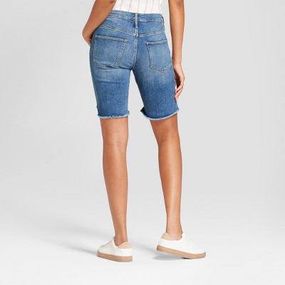 Women's High-Rise Destructed Bermuda Jean Shorts - Universal Thread