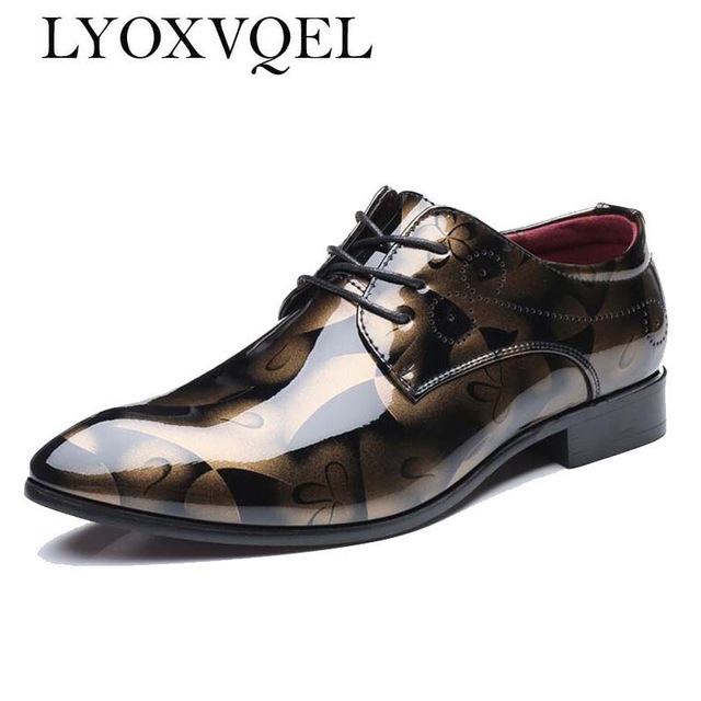 Plus Size 48 Classical Men Business Dress Shoes Patent Leather Derby