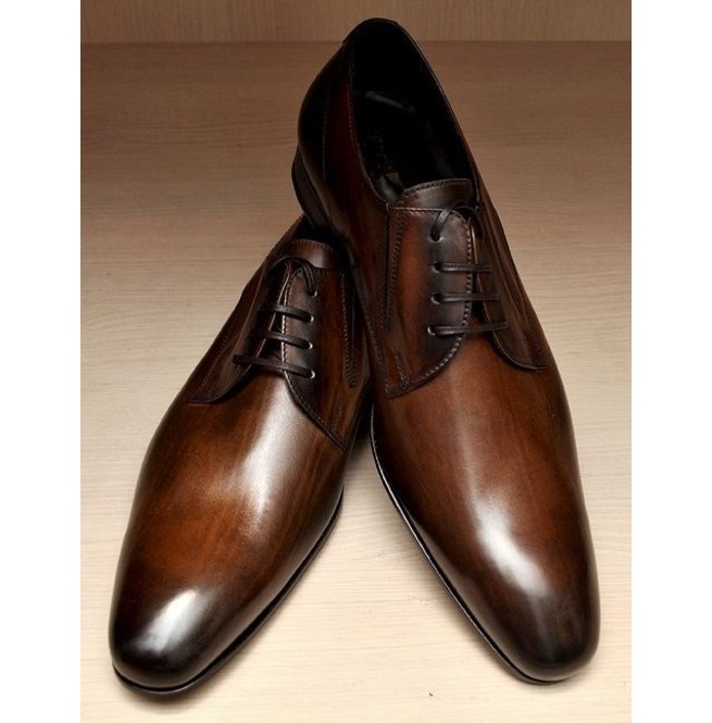 Handmade Men Brown Derby Shoes, Men Brown Leather | RebelsMarket