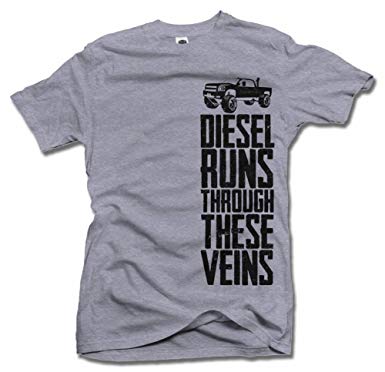Amazon.com: AM T-Shirts Diesel Runs Through These Veins Truck T