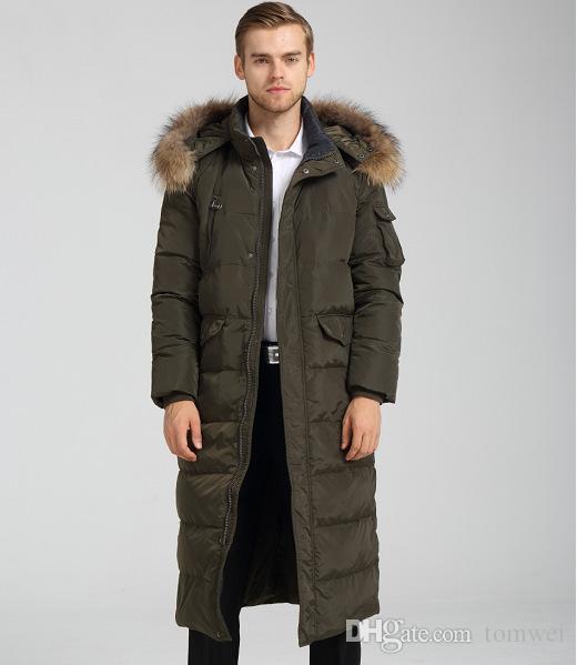 2019 Mens Long Coat Winter Jacket Duck Down Parkas Raccoon Fur