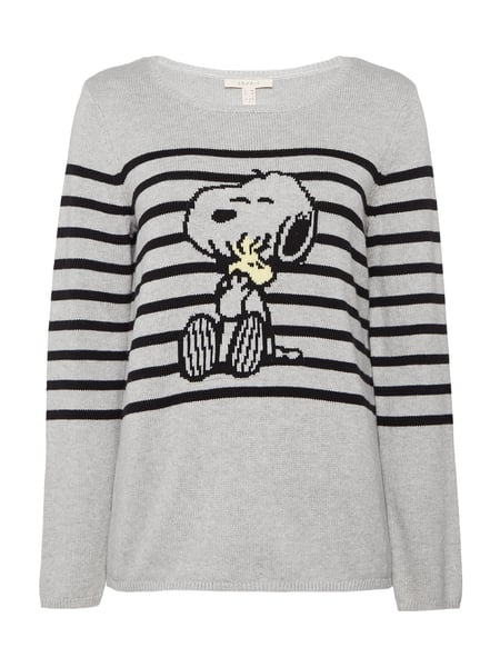 ESPRIT Pullover mit Peanuts®-Muster in Grau / Schwarz online kaufen