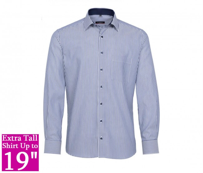 Eterna Modern Fit Tall Shirt Dark Blue Stripe- Buy Online | Kingsize
