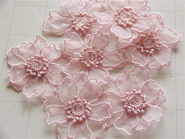 30pc 6.5cm 3d Embroidered Flower Patch Fabric Flowers Applique