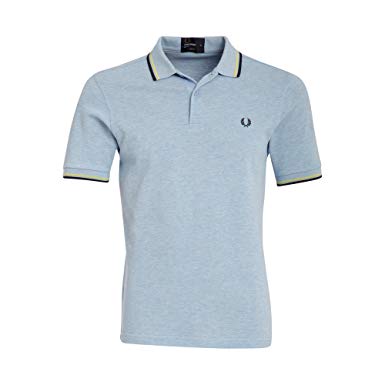 Amazon.com: Fred Perry Twin Tipped Polo Shirt, Summer Blue/Limelight