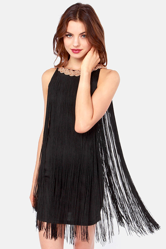 Sexy Black Dress - Fringe Dress - Little Black Dress - LBD - $65.00