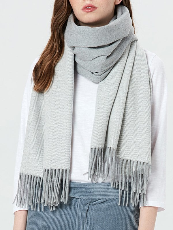 100% OFF ] 2019 Elegant Color Block Fringed Scarf | Rosegal.com