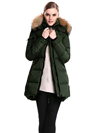 Amazon.com: Escalier Women's Down Jacket with Real Fur Hooded Winter