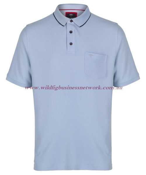Men's Fynch-Hatton Plain Mariti Polo Shirt Sky 19313 Plain Polo