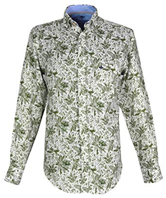 Fynch Hatton Linen Casual Shirt - 1118-6170 6172 - Olive Print