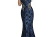 Glamorous Lace ,Halter Neckline, Mermaid Evening Dresses With
