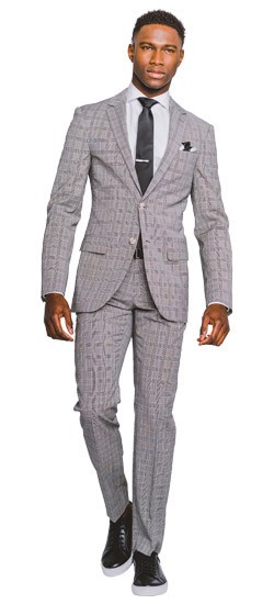 Men's Custom Suits - Black and White Glen Check Suit | INDOCHINO