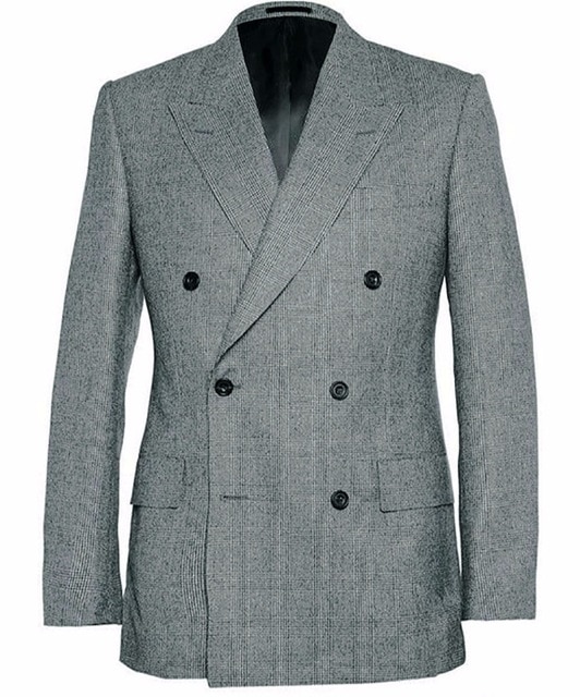 Men'S Wardrobe Essentials Double Breasted Classic Gray Glen Check