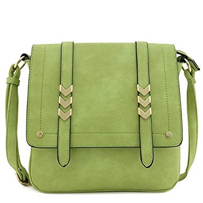 Double Compartment Large Flap Over Crossbody Bag Apple Green