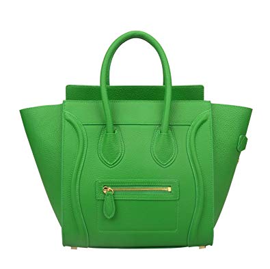 Ainifeel Women's Genuine Leather Smile Top Handle Handbag Purse