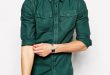 Wholesale Men long sleeve green designer denim shirt, View Denim