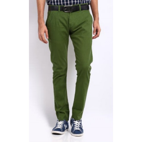 MENS FORMAL TROUSER, NON PLEATED,OLIVE GREEN SIYARAM'S MILLS