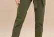 Chic Olive Green Pants - Cropped Pants - Tie-Waist Pants