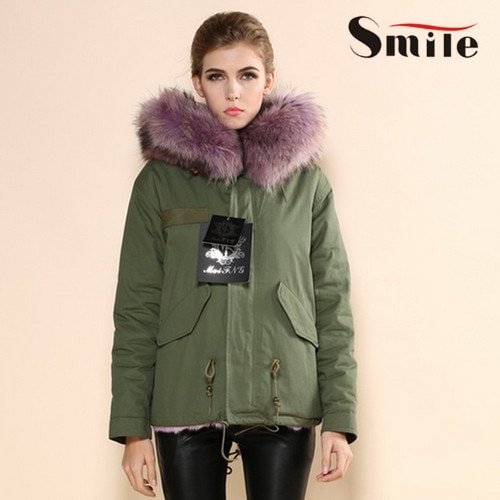 Womens Mr Army Green Parka Real Fur Hood Winter Coats Ladies Long