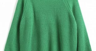58% OFF] 2019 Lantern Sleeve Pullover Mock Neck Sweater In GREEN ONE