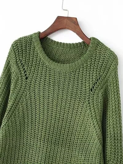 Round Neck Chunky Knit Dark Green Sweater | SHEIN