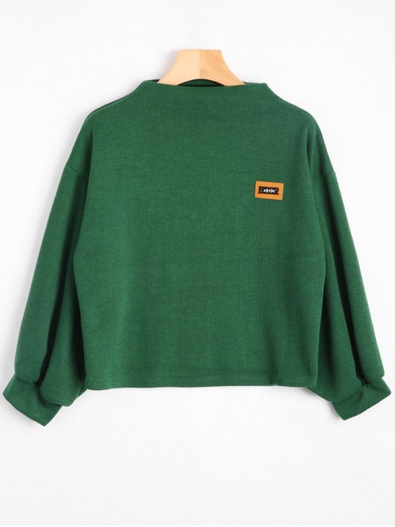 33% OFF] [HOT] 2019 Badge Patched Lantern Sleeve Sweatshirt In GREEN