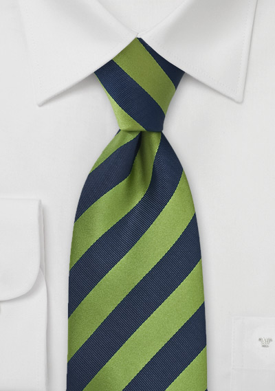 Citrus Green and Navy Striped Tie | Bows-N-Ties.com