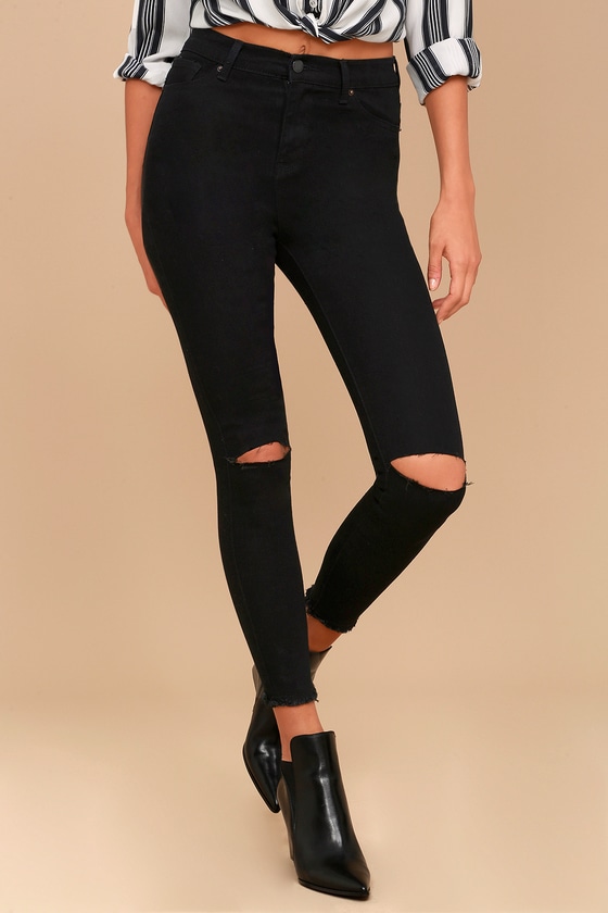 Classic High-Waisted Jeans - Distressed Jeans - Skinny Jeans