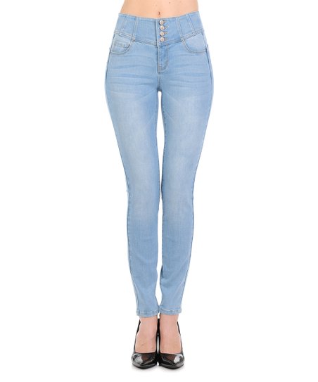 Wax Jean Light Blue Tummy-Control Push-Up High-Waist Skinny Jeans