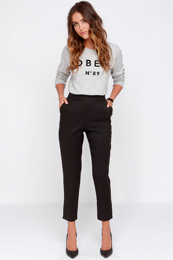 Chic Black Pants - High Waisted Pants - Black Trousers - $37.00