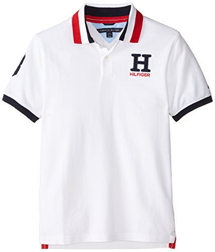 Tommy Hilfiger Big Boys' Short Sleeve Matt Polo Shirt, White, Large