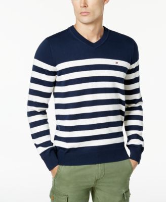 Tommy Hilfiger Men's Signature Seattle Striped V-Neck Sweater