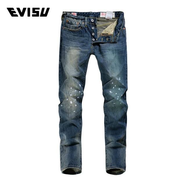 Evisu 2018 Men hipster jeans Casual Fashion Trousers Zipper Men