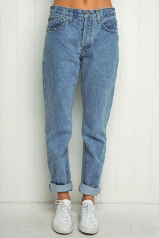 Boyfriend Style High-Waisted Pocket Design Women's Jeans Jeans