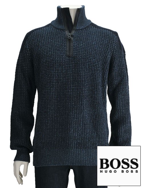 Deradera: Hugo Boss HUGO BOSS men knit dark blue system turtle zip