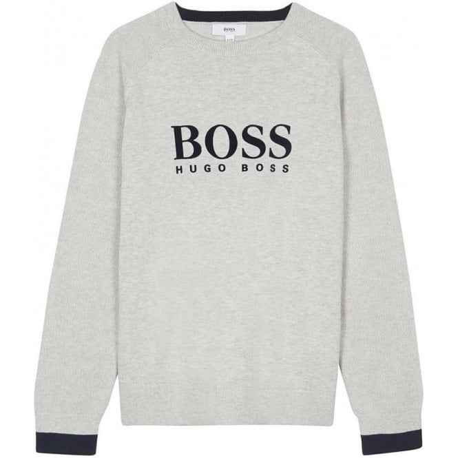 Hugo Boss Kids|Boss Kids Boss Pullover Sweatshirt in Grey|Chameleon