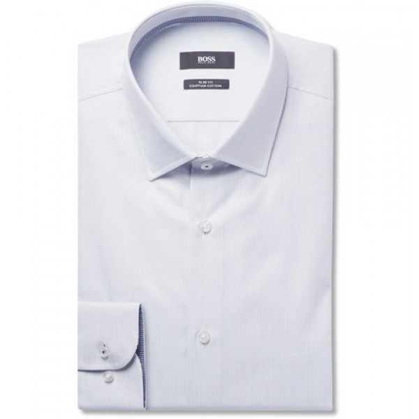 Hugo Boss Jessie Slim-Fit Pin-Dot Cotton-Poplin Shirt Men's Formal
