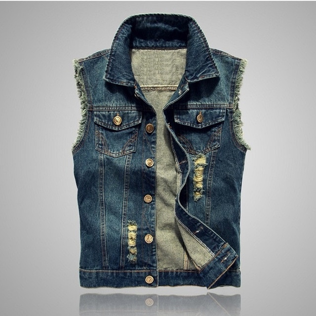 Motorcycle jean vest Sleeveless Jackets for Man Spring autumn casual