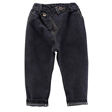 Amazon.com: AIKSSOO Girls Jeans Thicken Casual Pants Oblique Button